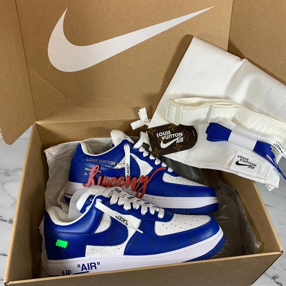 Nike X Louis Vuitton Air Force 1 Monogram Sneakers Men 8 Virgil Abloh 2022 AF1 - Picture 3 of 17